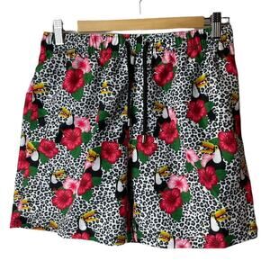 Franks Black Multicolor Tropical Print Swimming Trunks Men's Size L NWT